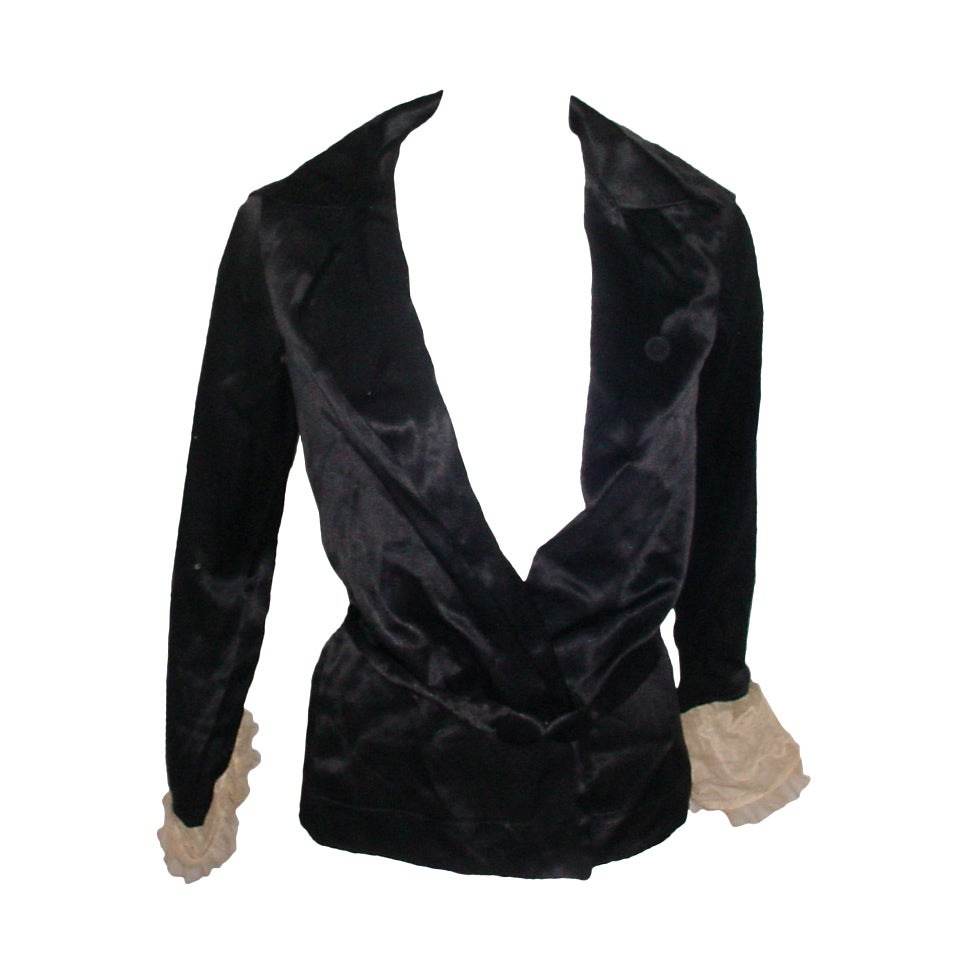 1920s Flapper black satin jacket For Sale