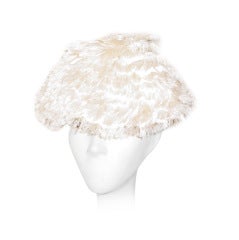I Magnin 1950s white fringed hat