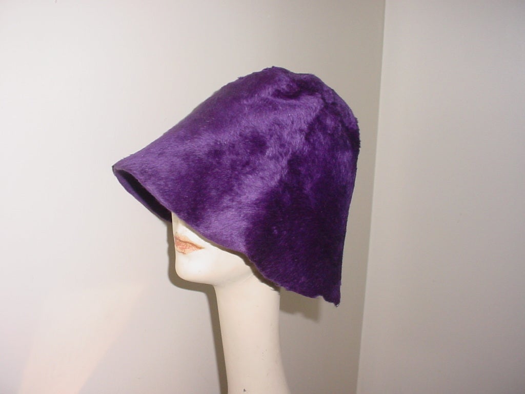 Beautiful vintage hat hood made in Italy for Duchess. Prettiest deep, dark violet color.