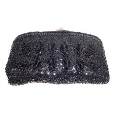 Vintage 1960s black sequin and bead bag