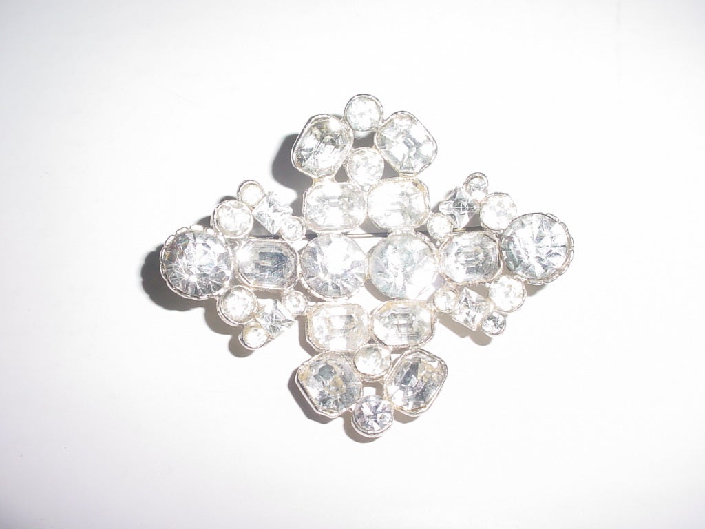 Spectacular large vintage 1950s rhinestone brooch