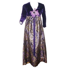 Vintage 1960s Kent Originals I Magnin velvet and metallic long dress
