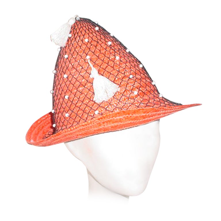 1950s Beach hat with fishnet Italy For Sale