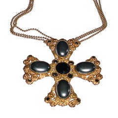 Vintage extravagant over the top cross pendant necklace