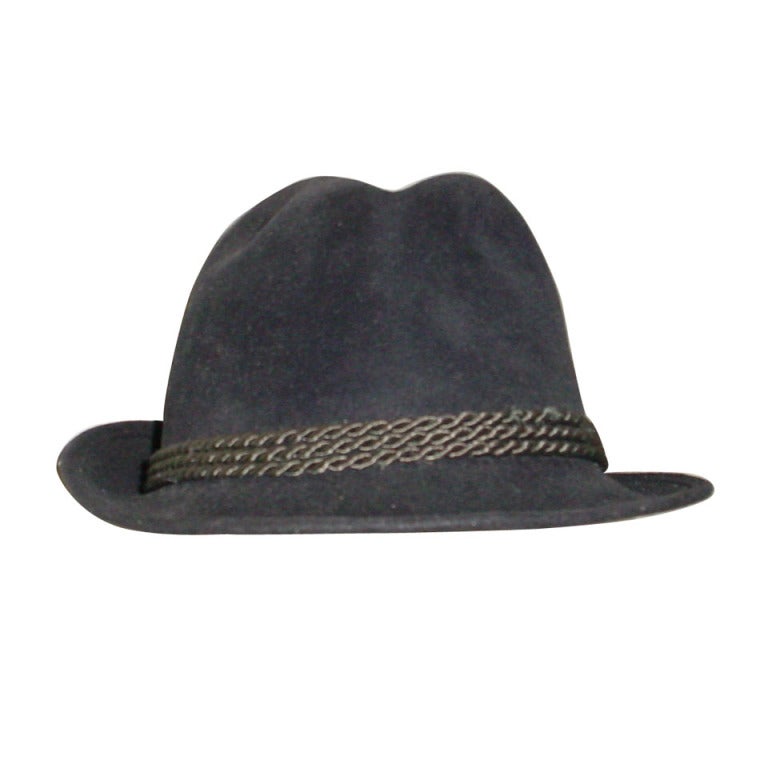 Men's vintage black beaver Tyrolian Trachten hat For Sale