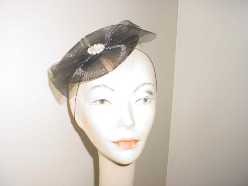 Vintage black horsehair headpiece