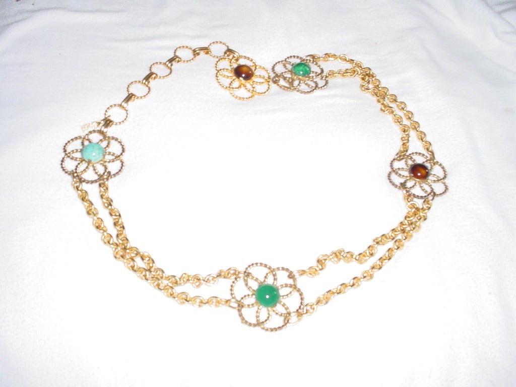 YSL Yves Saint Laurent chain belt with cabochons