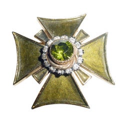 Benedikt New York green enamel Maltese cross brooch
