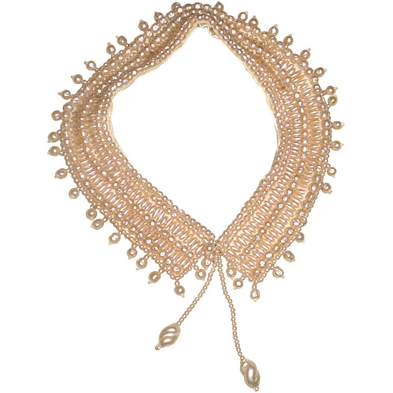 1950s pearl collar necklace For Sale
