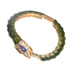 Retro Kenneth Lane enamel dragon clamper bracelet