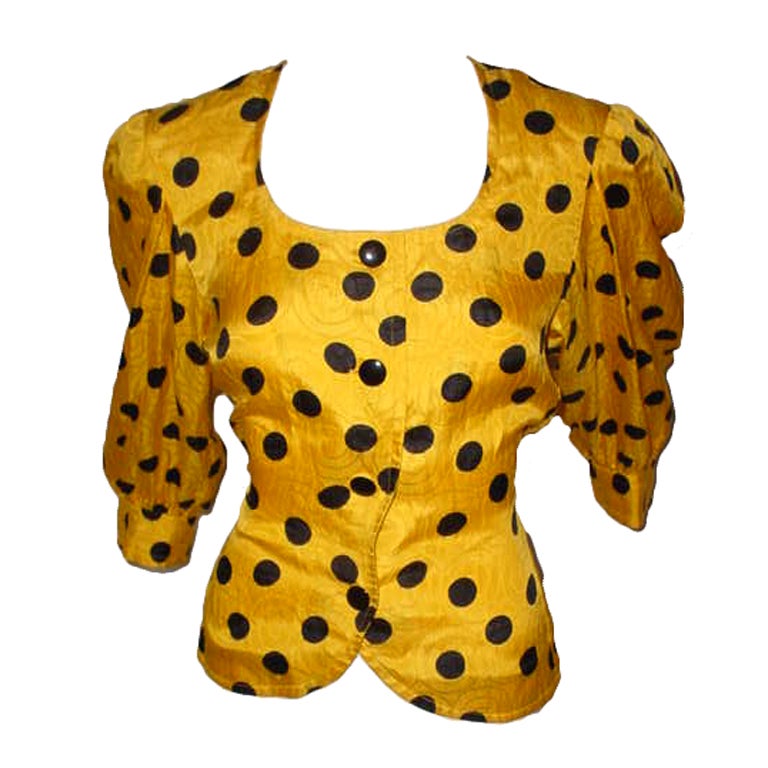 Yves Saint Laurent vintage polka dot silk blouse For Sale