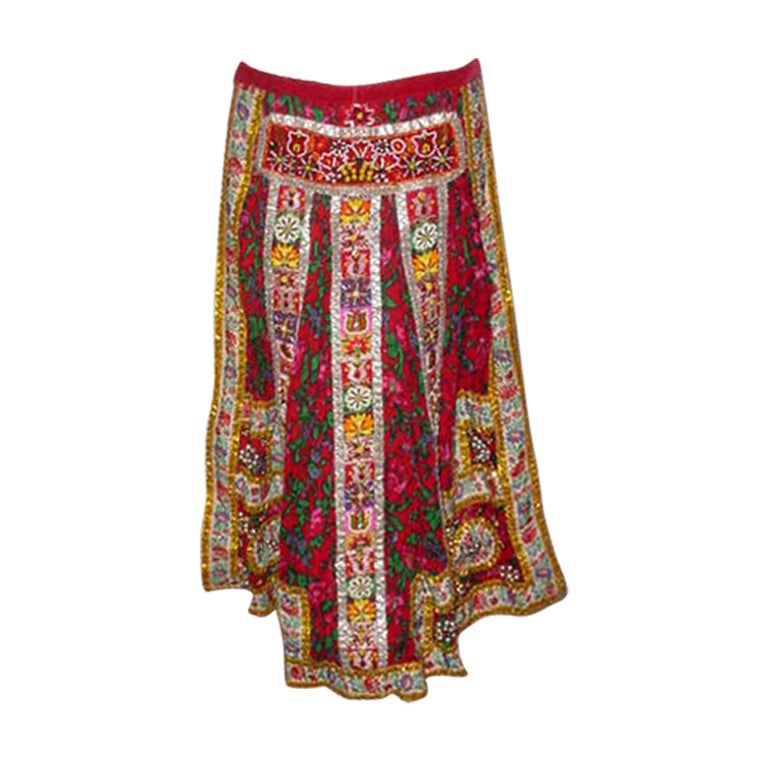 Vintage Hungarian heavily beaded folklore costume apron For Sale