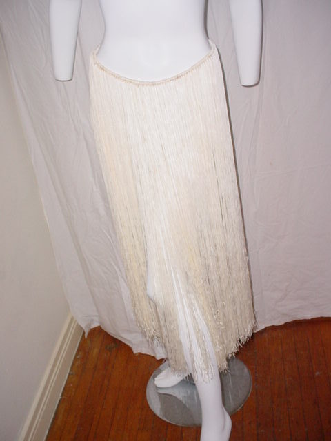 Vintage 1940s white fringe Hula style skirt