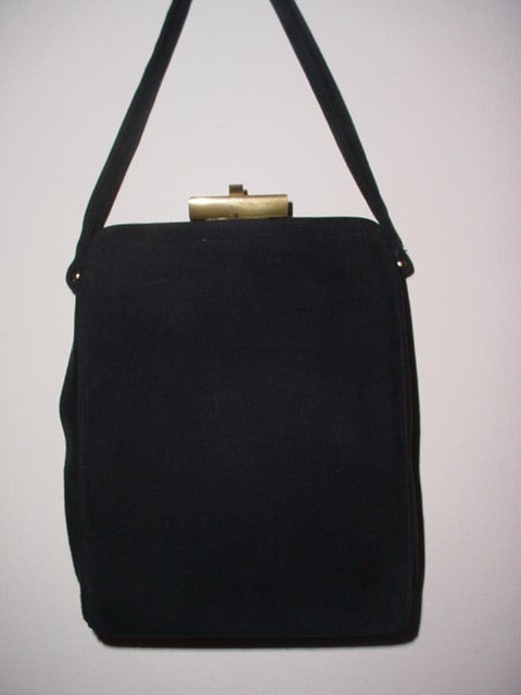 Women's Black suede 1940s bag For Sale