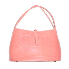 Wako peach crocodile embossed bag