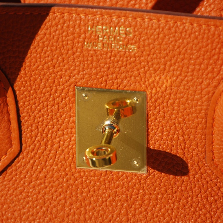 Women's or Men's 35cm Hermes Orange Togo Leather Birkin Handbag For Sale