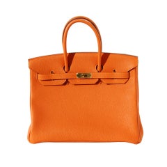 35cm Hermes Orange Togo Leather Birkin Handbag