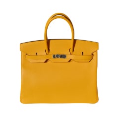 35cm Hermes Jaune D'or Yellow Epsom Leather Birkin Handbag