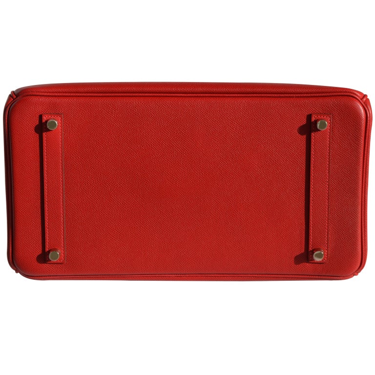 35cm Hermes Rouge Casaque Epsom Leather Birkin Handbag In New Condition In Chicago, IL