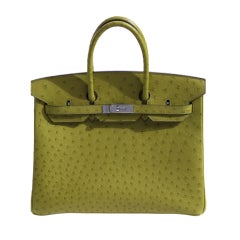 35cm Hermes Vert Anis Ostrich Birkin Handbag