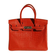 30cm Hermès Matte Sanguine Alligator Birkin Bag Handbag