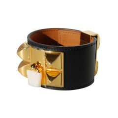 Hermès Black Swift Leather Collier De Chien Bracelet
