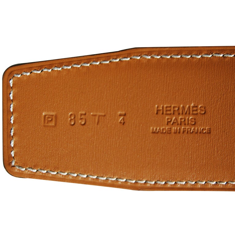 85cm Hermes Black Box Leather and Gold Chamonix Leather Belt