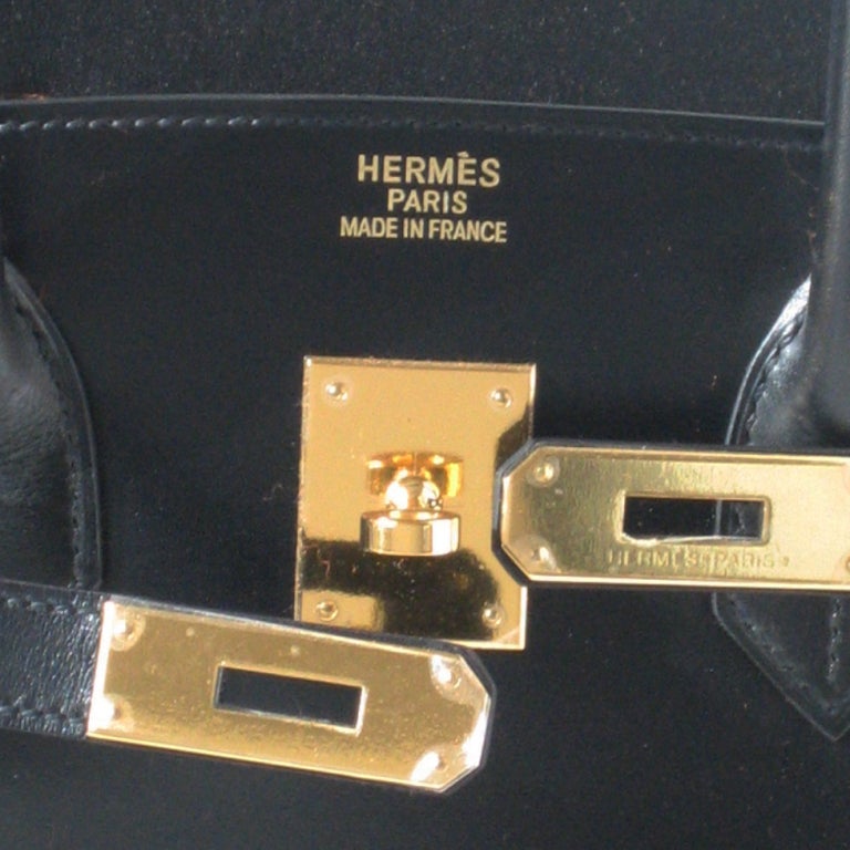Women's or Men's 35cm Hermes Black Box Leather Birkin Handbag