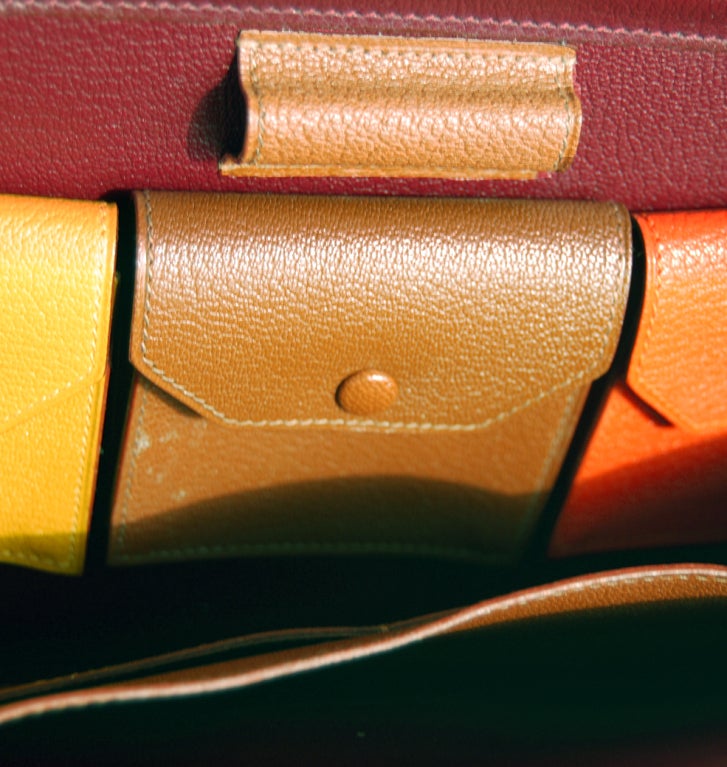 Donna Borsa Hermès Lorrain in pelle rossa e rosa