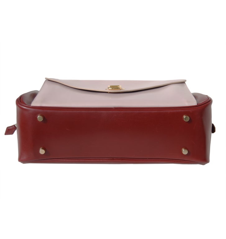 Borsa Hermès Lorrain in pelle rossa e rosa 1