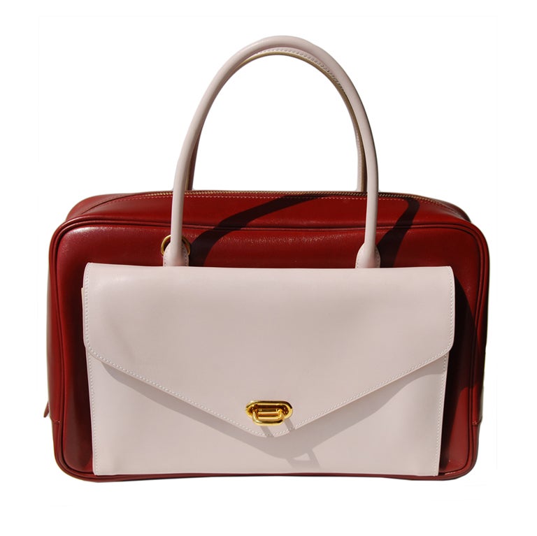Borsa Hermès Lorrain in pelle rossa e rosa