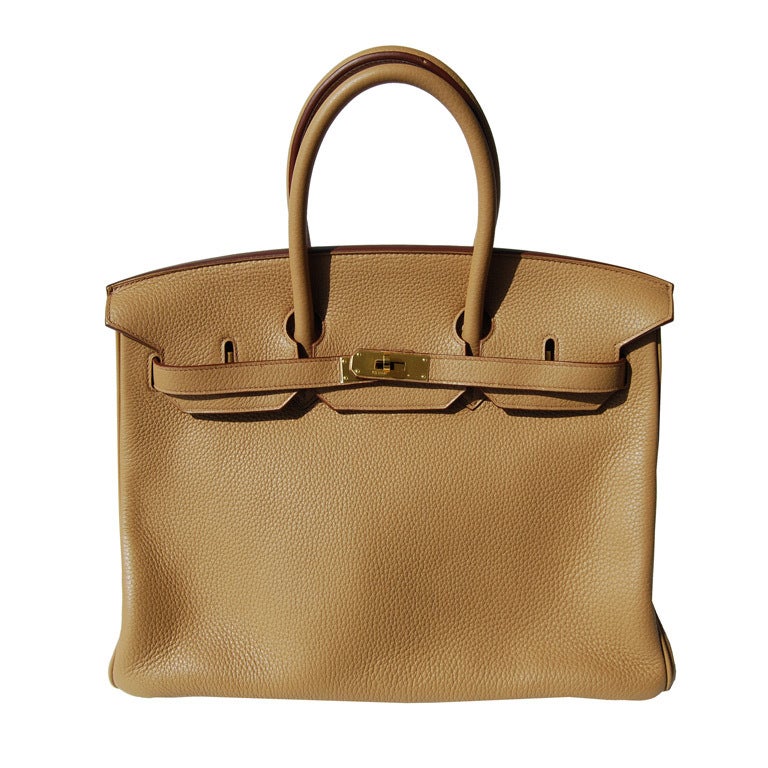 35cm Hermes Cafe Taurillon Clemence Leather Birkin Bag Handbag