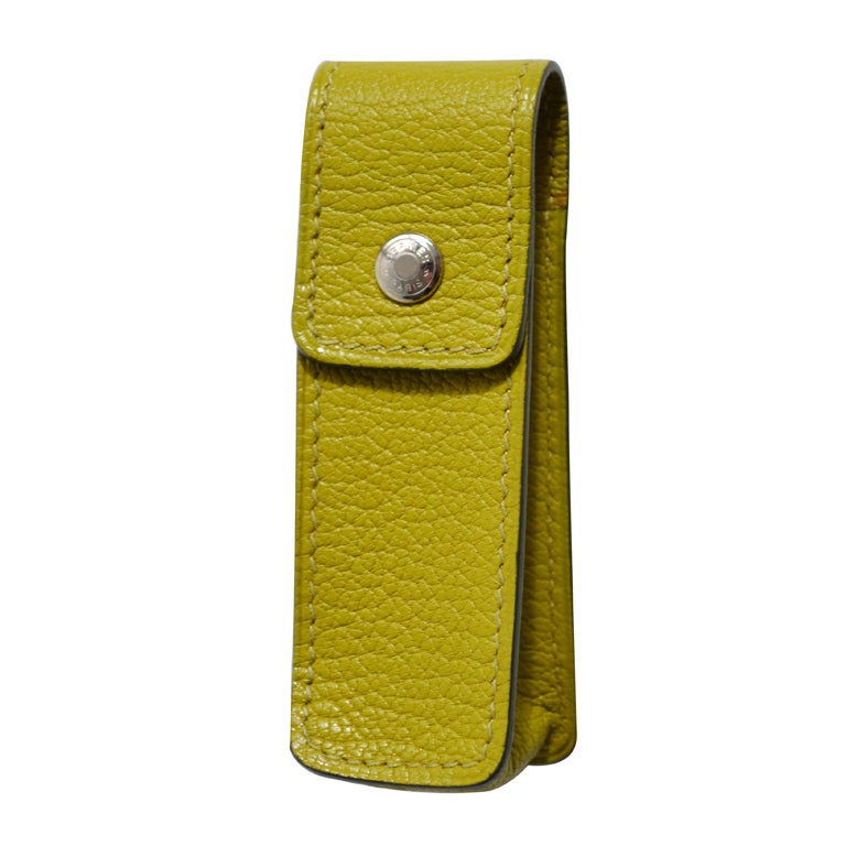 Hermes Vert Anis Chevre Leather Gum Case