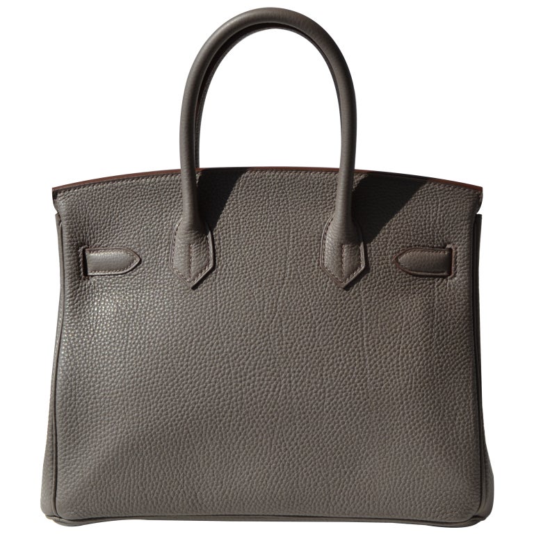 GORGEOUS COLOR! 

BRAND NEW

30cm Hermes Etain Taurillon Clemence Leather Birkin Handbag | Palladium Hardware | P Stamp

The bag measures 30cm / 12