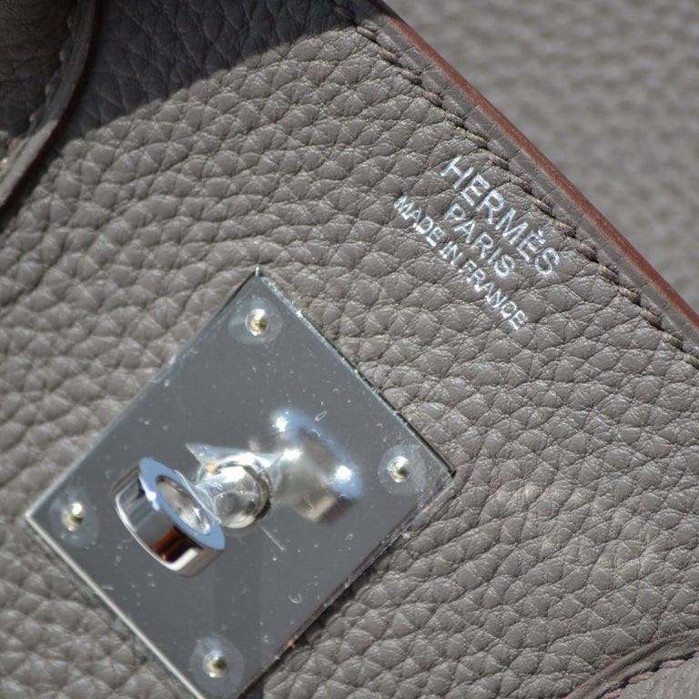 Women's or Men's 30cm Hermes Etain Taurillon Clemence Leather Birkin Handbag