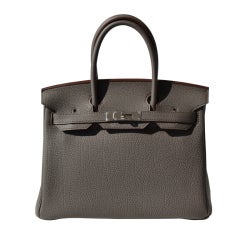 30cm Hermes Etain Taurillon Clemence Leather Birkin Handbag