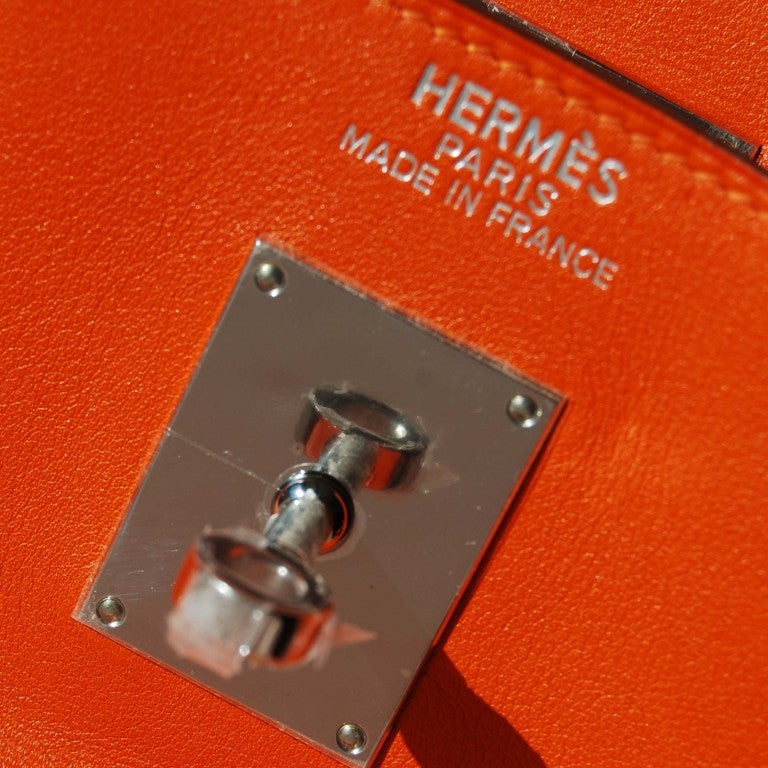Women's or Men's 50cm Hermes Orange Sikkim Relax Leather Kelly Bag Handbag