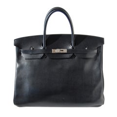 40cm Hermes Black Evergrain Leather Birkin Handbag Pre-owned