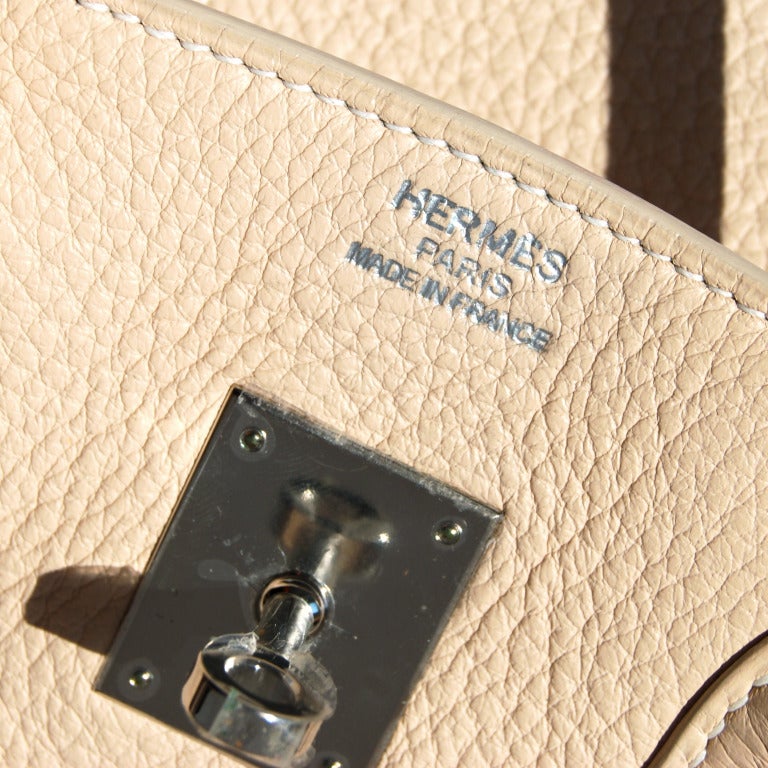 Women's or Men's 35cm Hermes Beige Taurillon Clemence Leather Birkin Handbag #9922