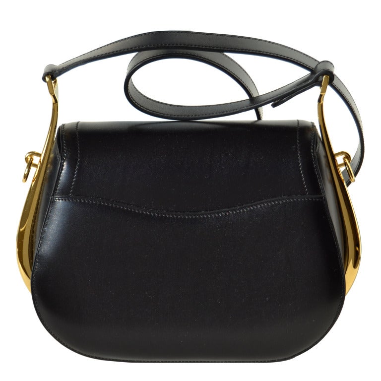 Women's 28cm Hermes Black/Noir Sac Passe Guide Box Leather Handbag - Gold Hardware