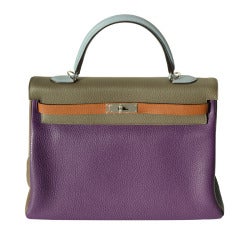 35cm Hermes Arlequin Taurillon Clemence Leather Kelly Handbag