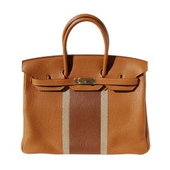 35cm Hermes Gold Leather Club Birkin Bag Handbag
