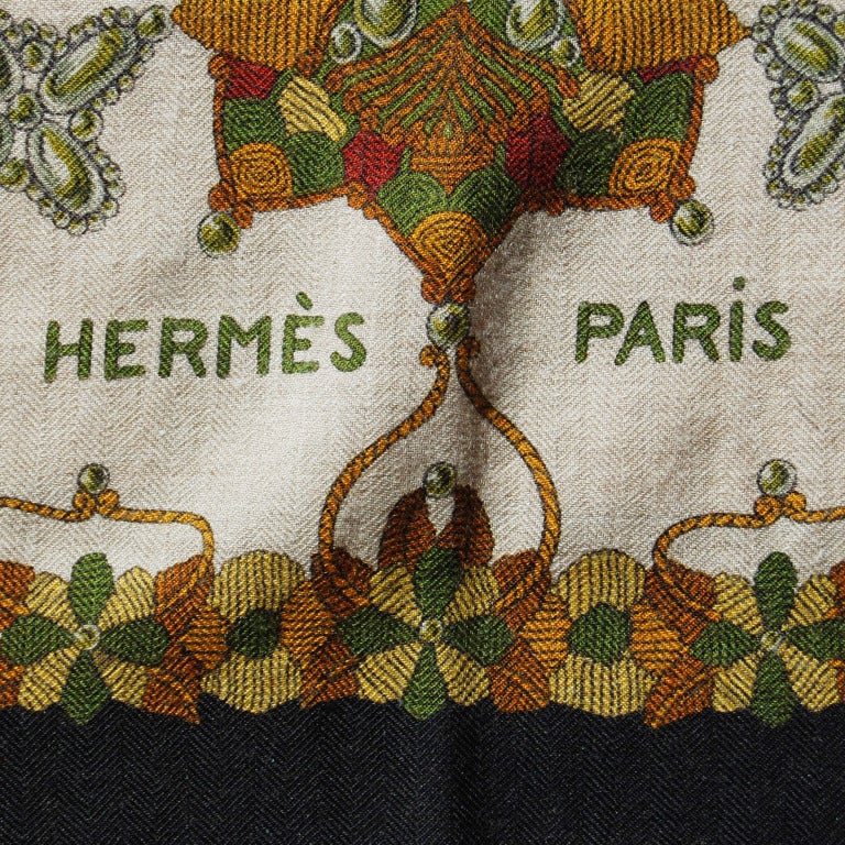 140cm Hermès Scheherazade Cashmere and Silk Shawl | Henri d'Origny | 1985 For Sale 3