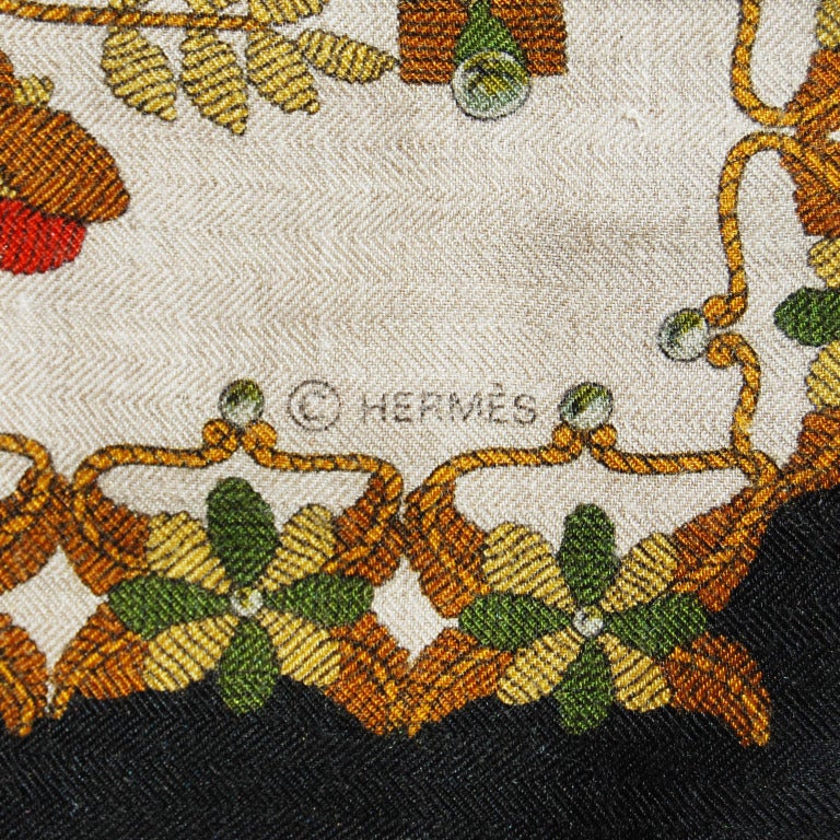 140cm Hermès Scheherazade Cashmere and Silk Shawl | Henri d'Origny | 1985 For Sale 4