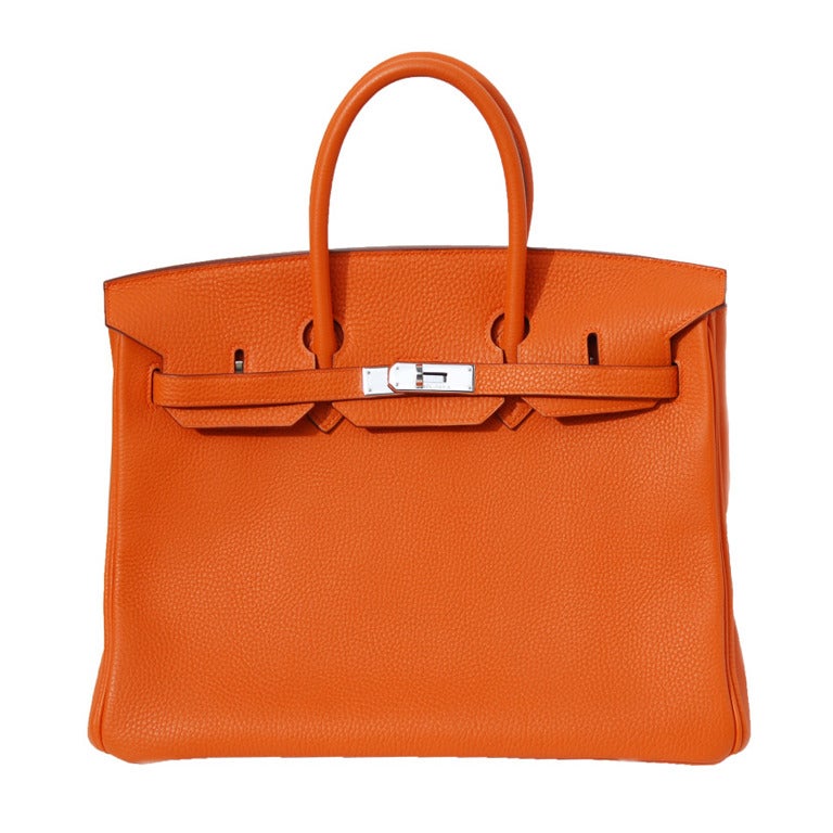 35cm Hermès Orange Togo Leather Birkin Handbag For Sale