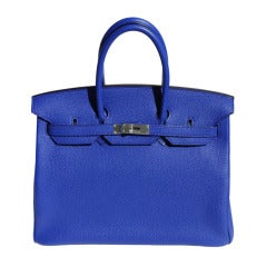 35cm Hermes Bleu Electrique Taurillon Clemence Leather Birkin Handbag