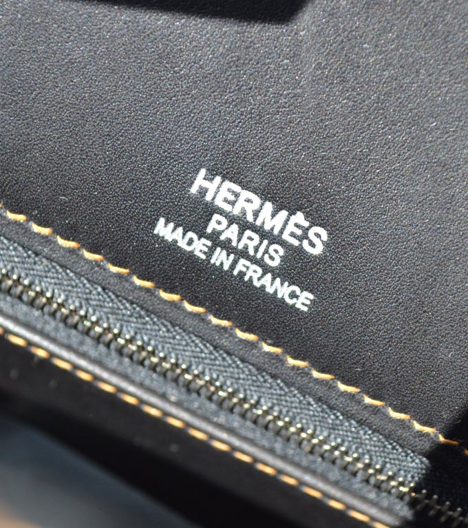 35cm Hermès Denim Toile and Black Swift Leather Ghillies Birkin 1