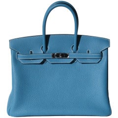 35cm Hermes Blue Jean Togo Leather Birkin Handbag