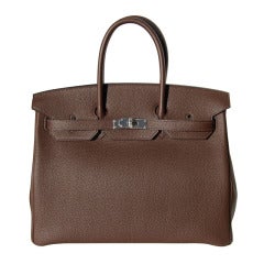 35cm Hermes Cacao Togo Leather Birkin Handbag
