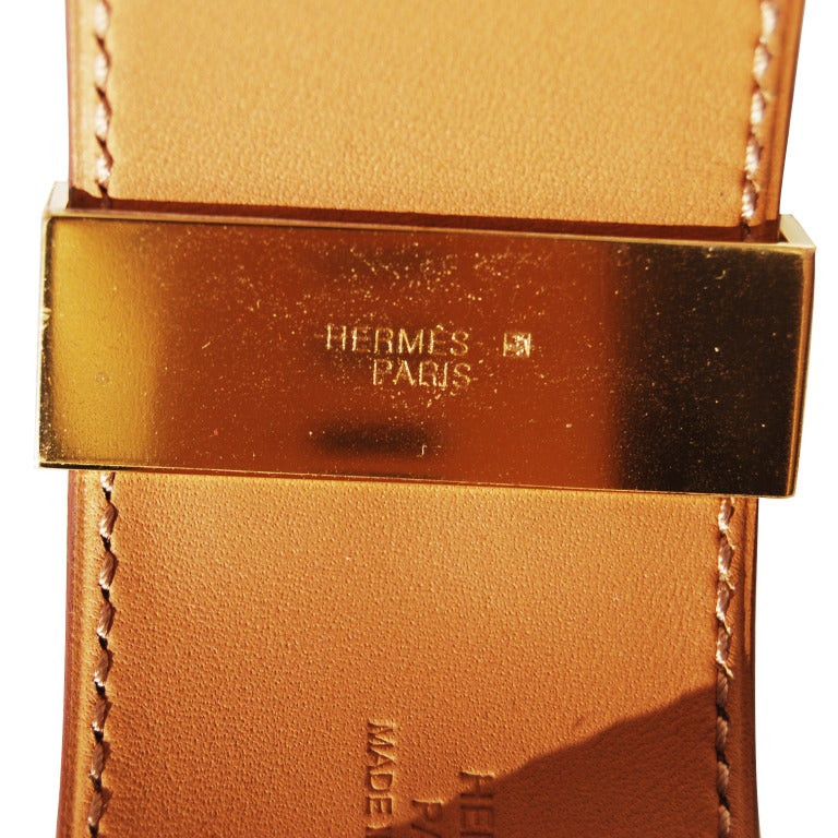 Hermes Barenia Leather CDC Collier De Chien Bracelet - Small - Gold Hardware For Sale 1